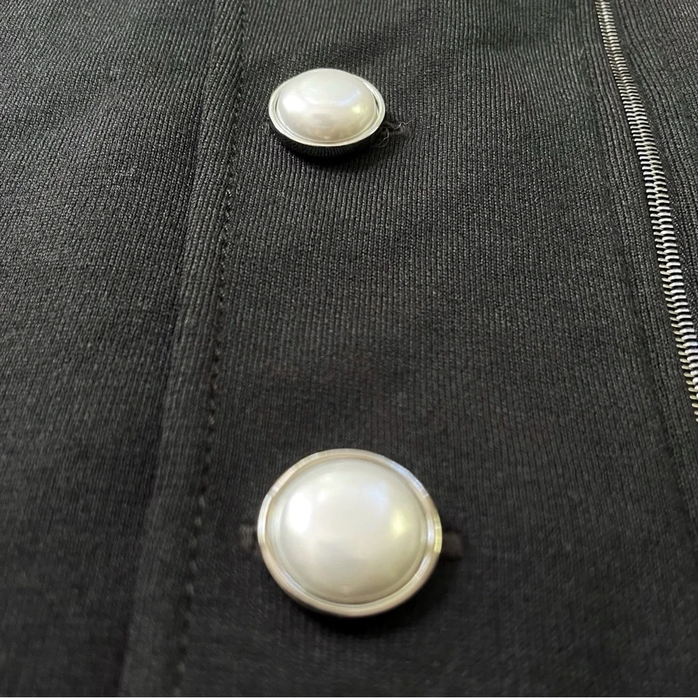 St. John Milano Military Black Button Midi Dress Short Sleeve, Size 6 - Picture 10 of 11